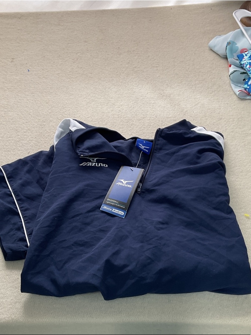 Mizuno Navy and White Quarter-Zip Athletic Top
